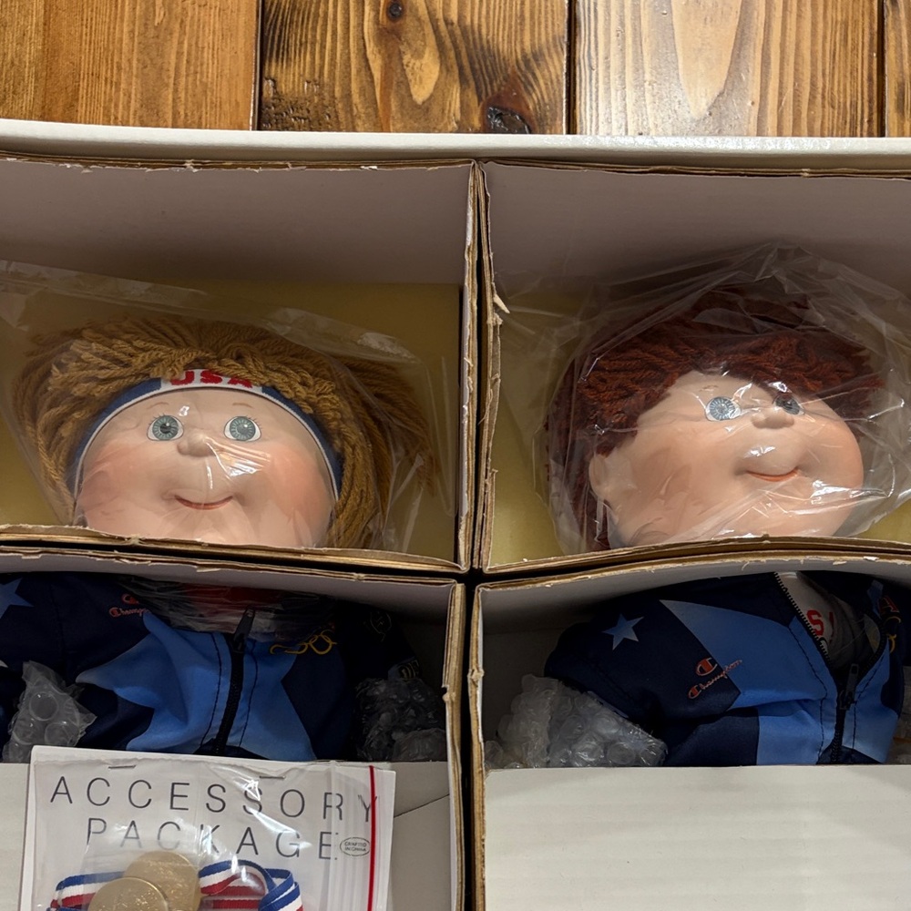 Champion Twin Collectible Dolls in Blue Outfits